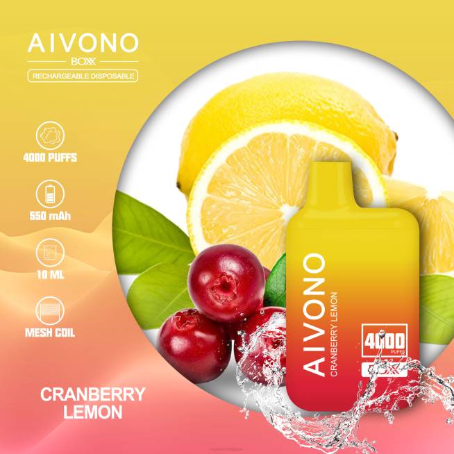 Aivono AIM BOXX 4000 citron canneberge - VBRB218 Vapoter Belgique