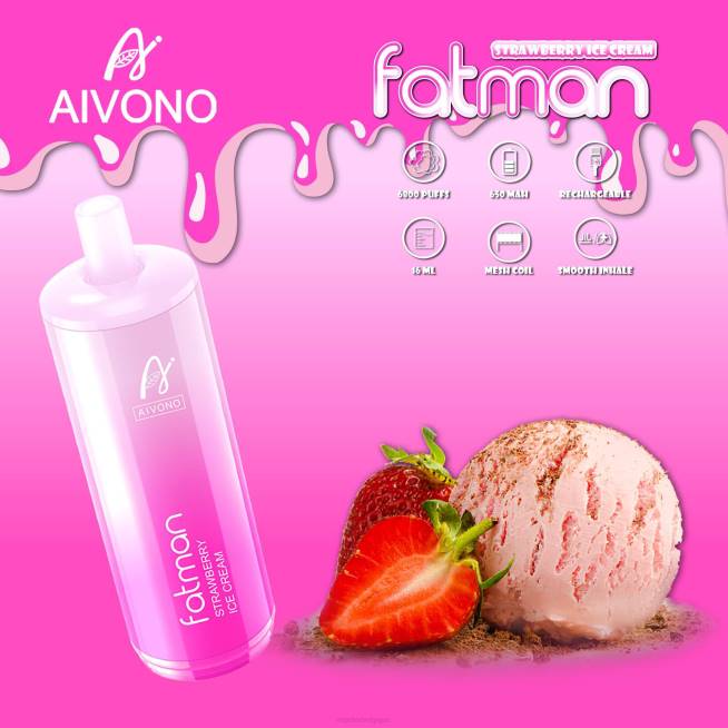 Aivono FATMAN 6800 glace à la fraise - VBRB21 Vape Grossiste