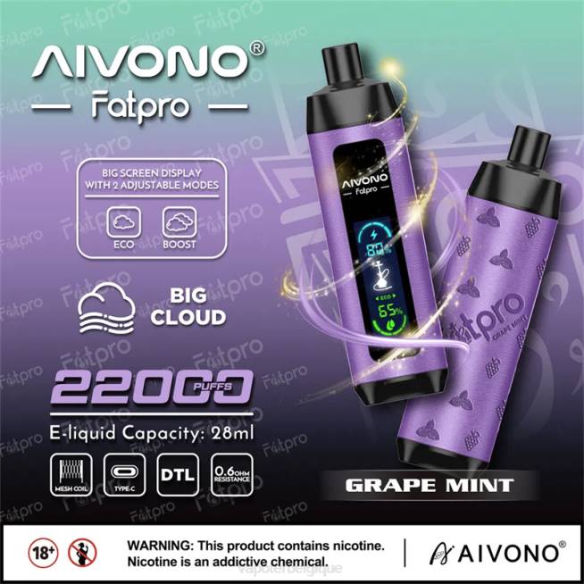 Aivono Fatpro 22000 menthe raisin - VBRB2 Vapoter Belgique