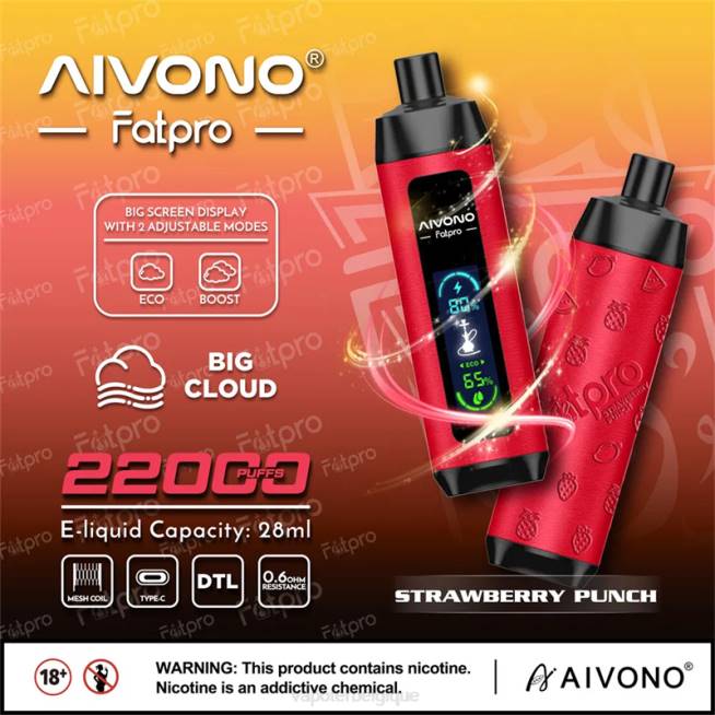 Aivono Fatpro 22000 punch aux fraises - VBRB8 Cigarette Electronique Belgique