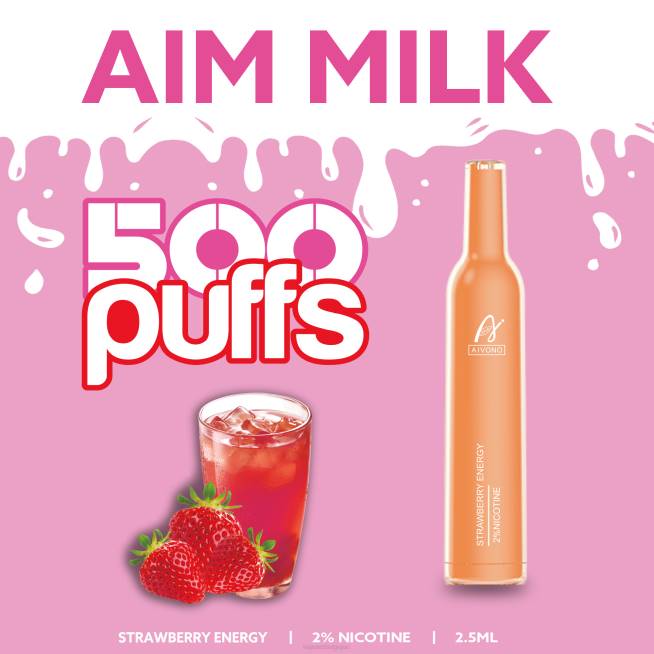 Aivono AIM MILK 500 énergie fraise - VBRB266 Cigarette Electronique Grossiste