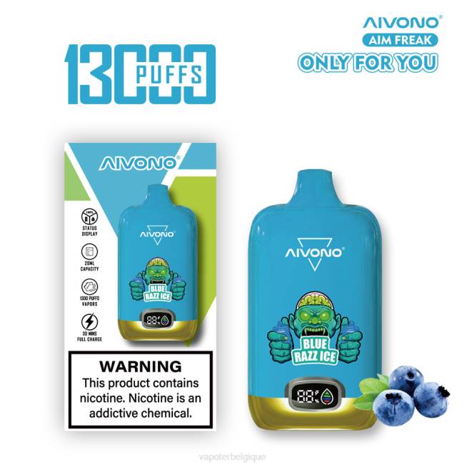 Aivono AIM FREAK 13000 glace bleue - VBRB242 Cigarette Electronique Belgique