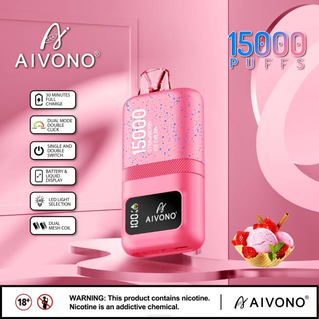 Aivono AIM magic 15000 glace à la fraise - VBRB66 Vape Grossiste