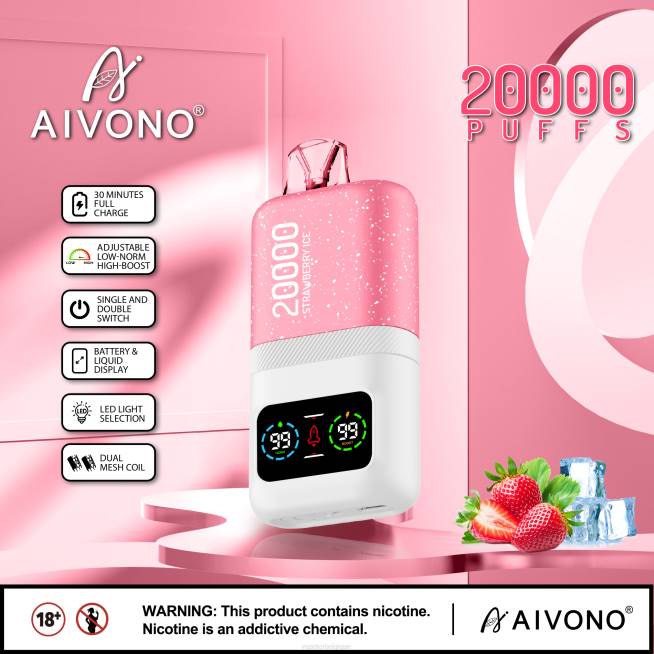 Aivono AIM magic 20000 glace à la fraise - VBRB74 Vapoter Belgique