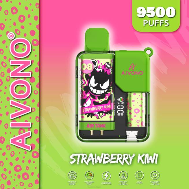 Aivono AIM TANK 9500 fraise-kiwi - VBRB47 Vapoter Belgique